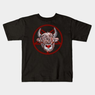 Red ox in satanic pentacle Kids T-Shirt